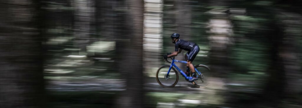 Cyclocross rider in the forest
